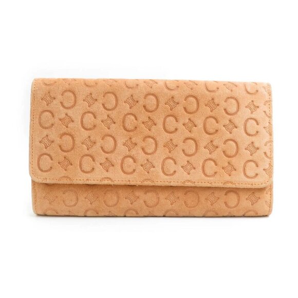 Auth CELINE Long Wallet Orange Beige Suede - Picture 1 of 8
